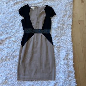 Beautiful Cap Sleeve Faux Leather Trim Dress